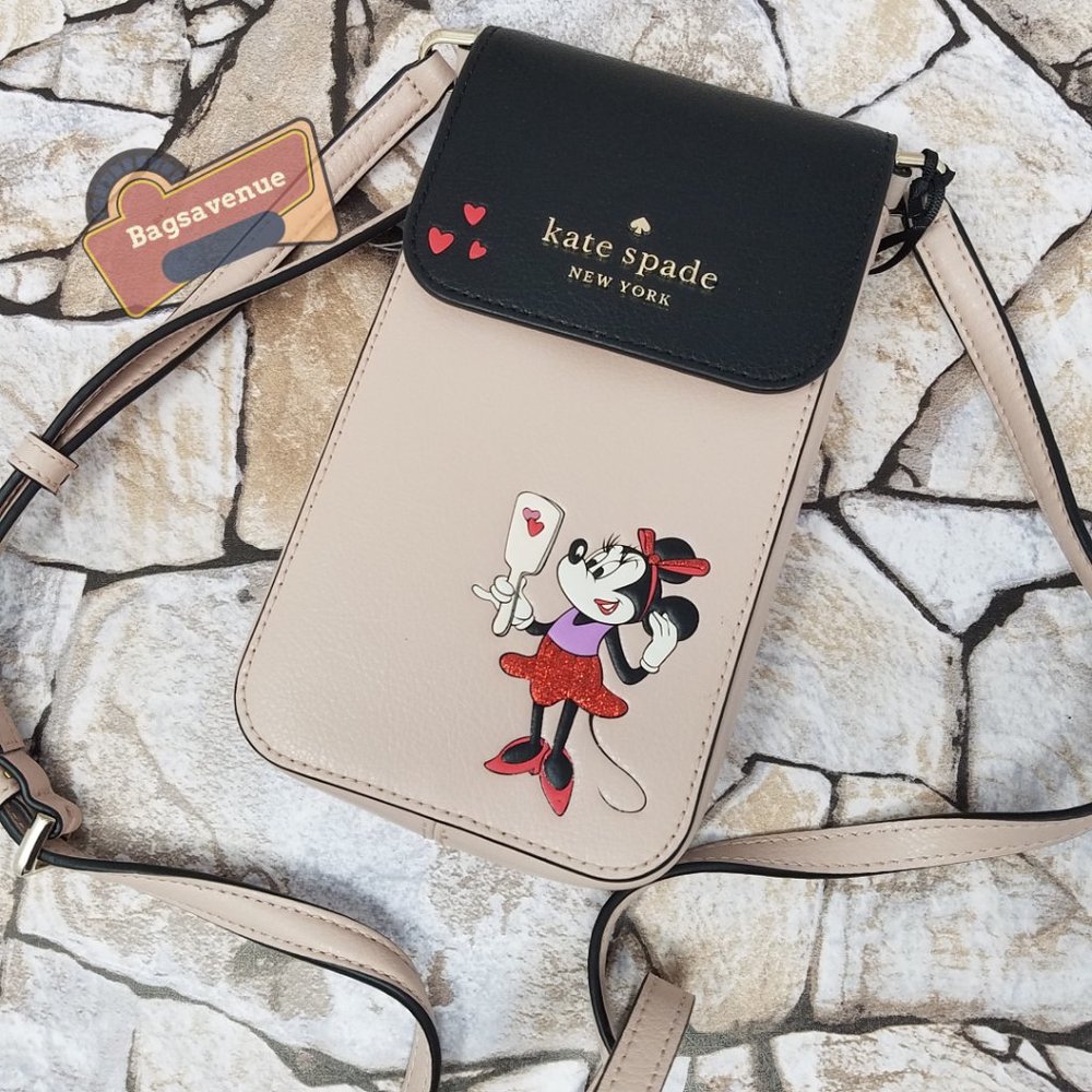 Disney  Minnie Mouse North South Phone Crossbody Bag Leather NEW Kate Spade